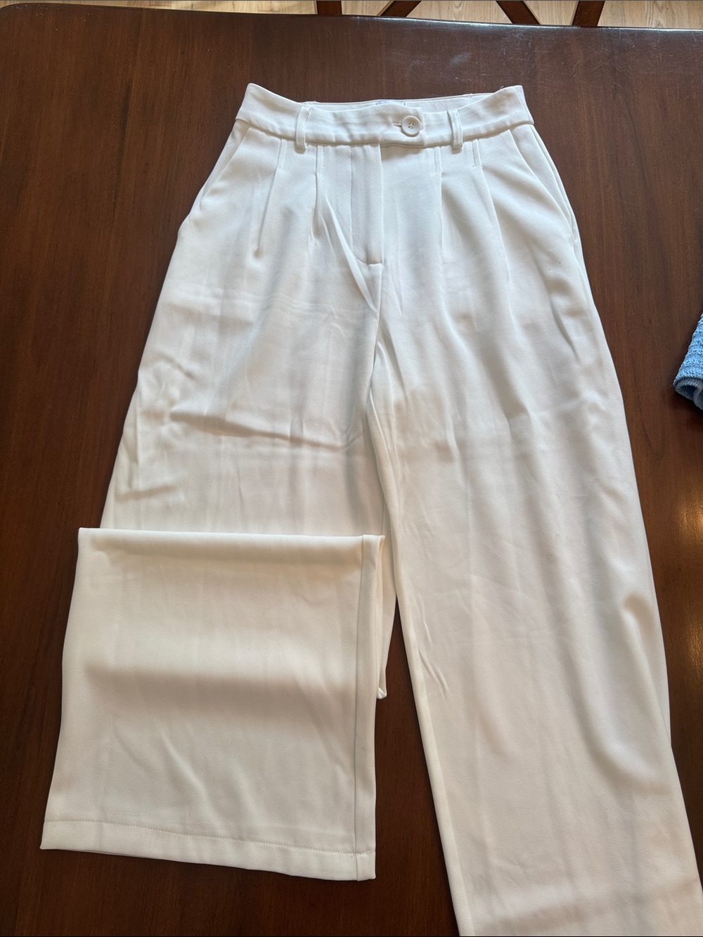 Princess Polly Women's High-Waist White Pleated Trousers